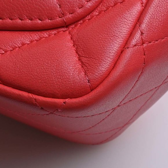 CHANEL Lambskin Mini Matelasse Coco Mark Chain Shoulder Bag Red Ladies - Picture 10 of 10